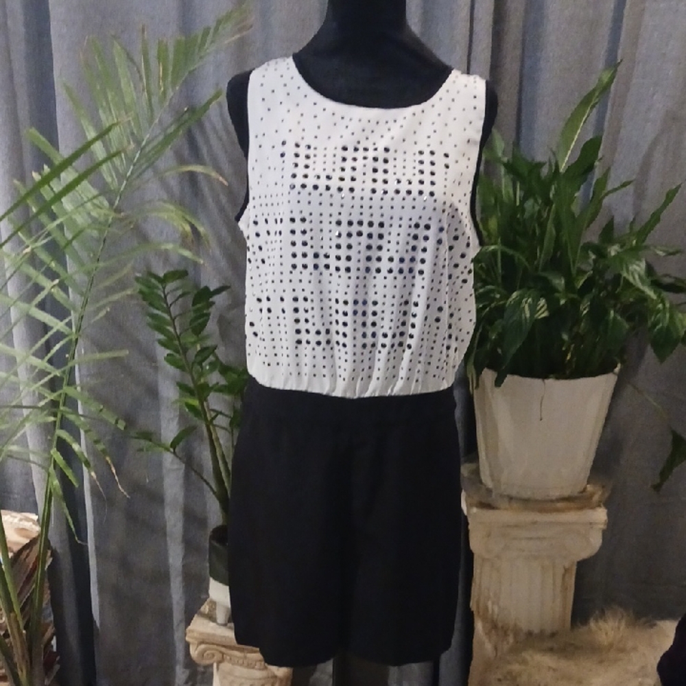 NEW Calvin Klein White and Black Polka Dot Skort Dress